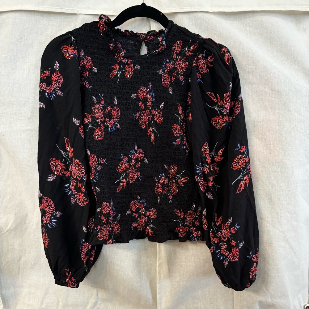 Jessica Simpson Women's Aniya Floral Long Sleeve Full Smock Sz Small